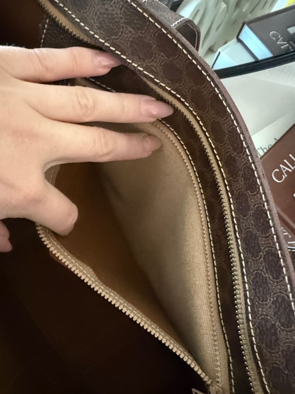 Celine Brown Monogram Tote with Tan Leather Patch - Picture 5 of 15